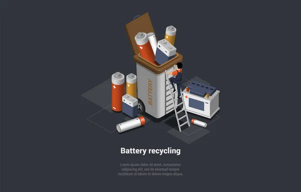 Zéro Déchet Réutilisation Respectueux Environnement Isolement Recyclage Des Ordures Caractère — Image vectorielle