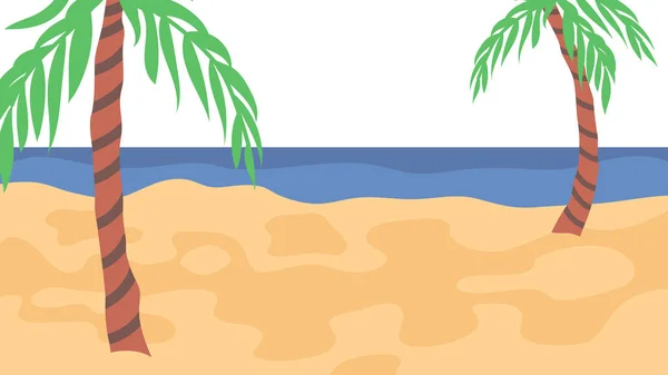 Sommerferienkonzept Schöne Sommerlandschaft Mit Exotischen Palmen Meer Goldsand Und Warmer — Stockvektor