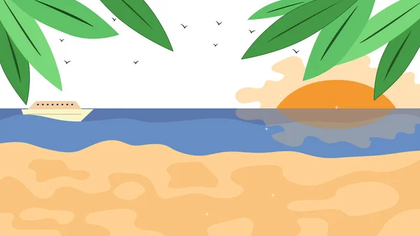 Літня Відпустка Beautiful Summer Landscape Exotic Palm Trees Ocean Luxury — стоковий вектор