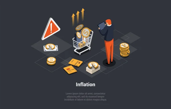 Global World Financial Crisis Concept Implicit Inflaţie Evaluare Prăbuşirea Pieţei — Vector de stoc