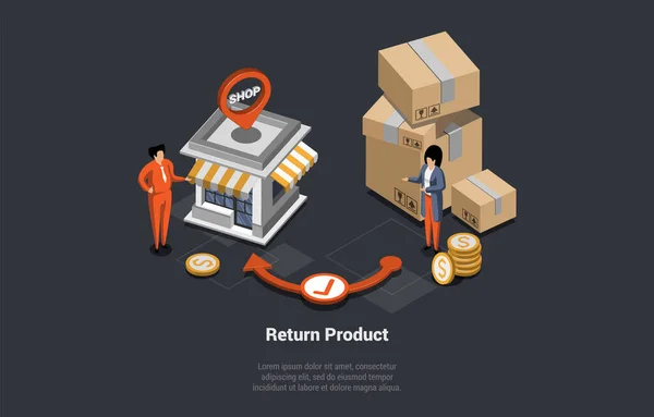 Concept Product Exchange Return Policy Purchase Refunding Procedure Customer Return — Vetor de Stock