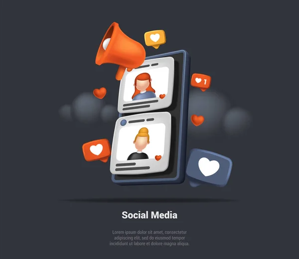 Social Media Marketing Online Promotion Concept Smm Managers Develop Successful — Stok Vektör