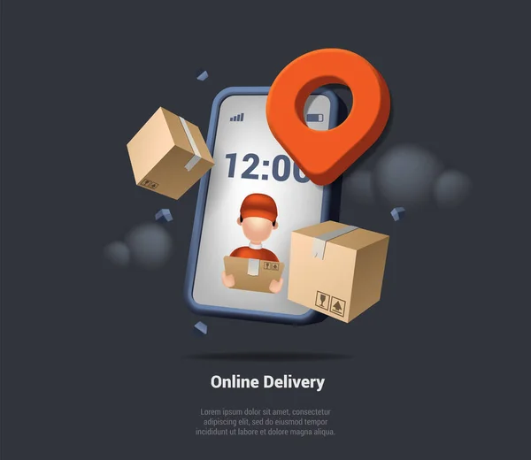 Worldwide Online Fast International Delivery Service Home Office Worldwide Post — Image vectorielle