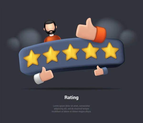 People Giving Five Star Feedback Reviews Five Stars Good Bad — Stockvector