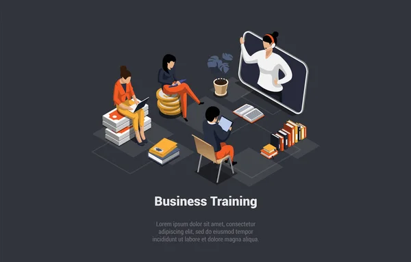 Business Training Oder Brainstorming Öffentliche Mentorin Spricht Vor Publikum Coach — Stockvektor