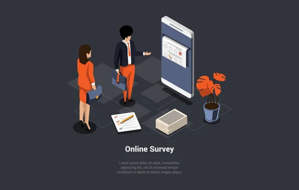 2011 Online Survey Objective Feedback Choosing Answer Making Decision Research — 스톡 벡터