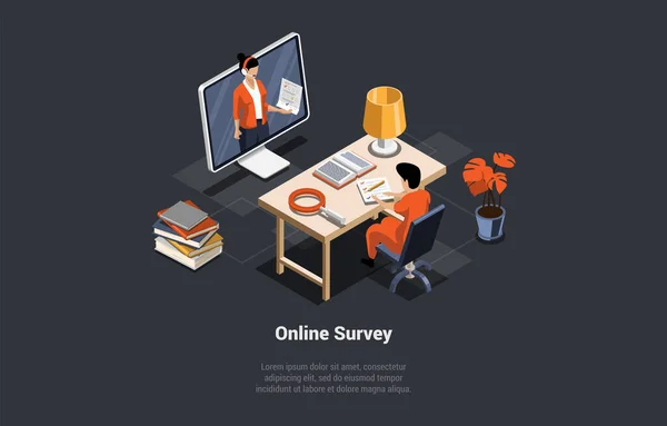 2011 Online Survey Objective Feedback Choosing Answer Make Decision Research — 스톡 벡터