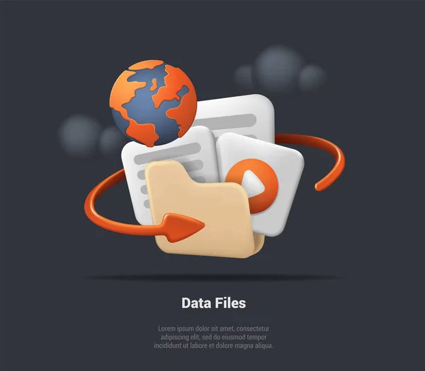 2016 Data Files Folder Paper Management File Document Efficient Work — 스톡 벡터