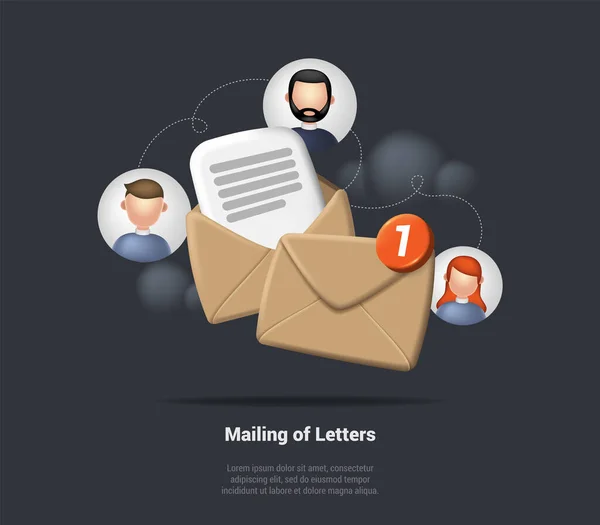 Conceito Correio Letras Abrir Mail Envelope Ícone Com Marcador Nova — Vetor de Stock