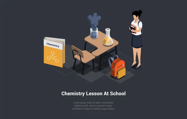Lekce Chemie Studium Škole Vzdělávání Line Vědecké Kurzy Učitel Nebo — Stockový vektor