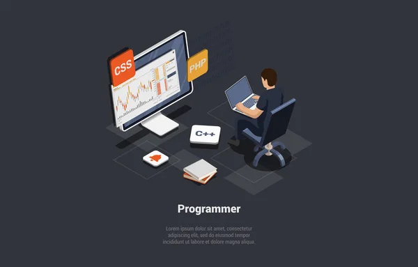 Softwareentwicklungsprozess Programmierer Web Developer Coding App Für Den Handel Mit — Stockvektor