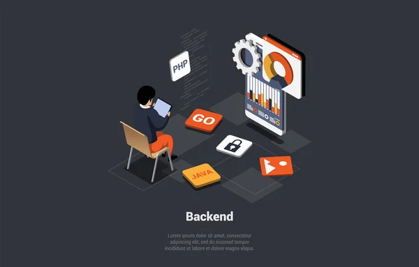 Front Back End Development Responsive Web Design Website Arayüzü Kodlama — Stok Vektör
