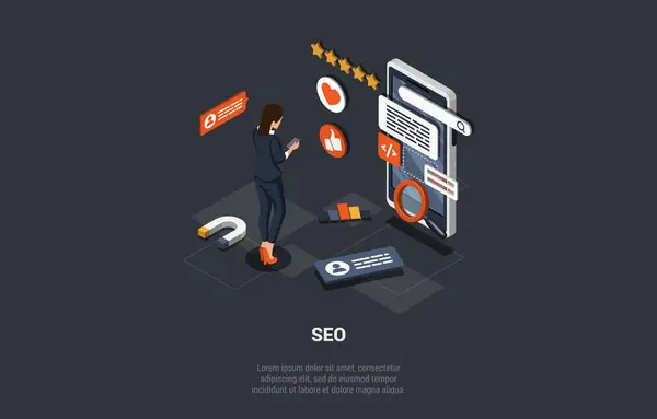 Search Engine Rank Seo Optimization Seo Digital Marketing Concept Seo — Stock Vector