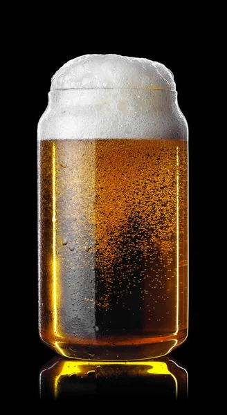 Vaso Frío Cerveza Ligera Con Espuma Burbujas Aisladas Sobre Fondo — Foto de Stock
