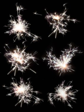 Siyah arkaplanda festival yılbaşı maytap koleksiyonu