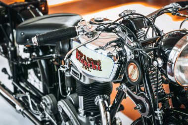 Trieste ,Italy, September 2, 2016: Photo of rare Bianchi Freccia d'Oro 250 1934. The factory, founded by Edoardo Bianchi also made bicycles and automobiles, and, during WWI, military equipment.