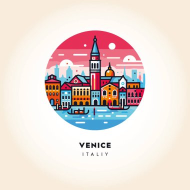 Venedik Skyline: Renkli Soyut Vektör İllüstrasyonu