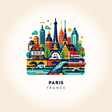 Paris Zarafeti: İkonik Eyfel Kulesi ve Şehir Kulesi 'nin Biçimlendirilmiş Vektörü