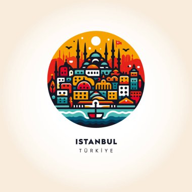 İstanbul Skyline: Renkli Soyut Vektör İllüstrasyonu