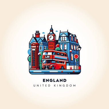 İngiltere Skyline: Renkli Soyut Vektör İllüstrasyonu
