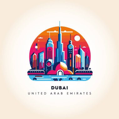 Dubai Modernliği: Iconic BAE Simgeleriyle Canlı Vektör Skyline