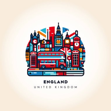 İngiltere Skyline: Renkli Soyut Vektör İllüstrasyonu