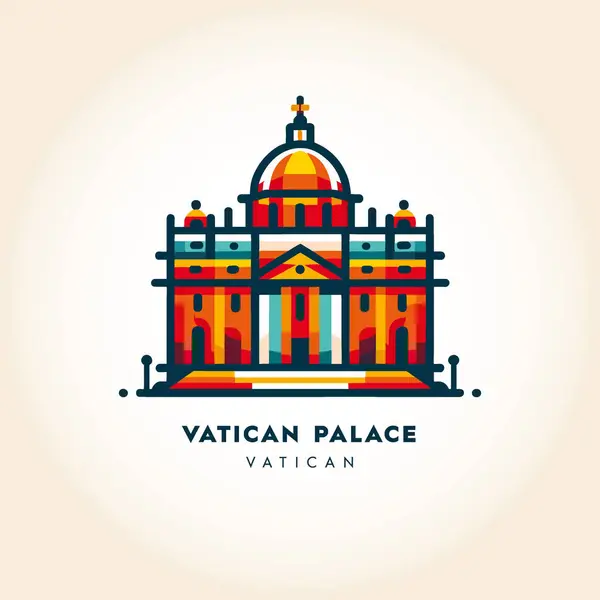 Vatikan Görkemi: Papalık Konutunun Sanatsal Vektör İllüstrasyonu