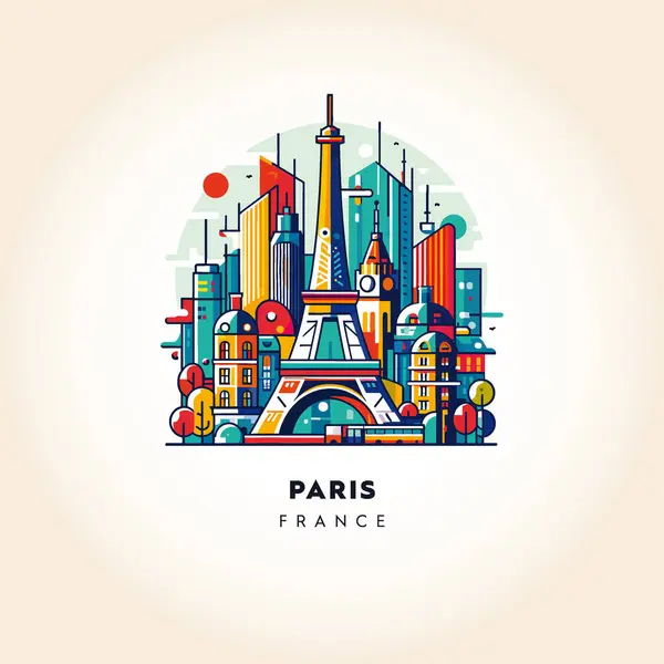 Paris Zarafeti: İkonik Eyfel Kulesi ve Şehir Kulesi 'nin Biçimlendirilmiş Vektörü