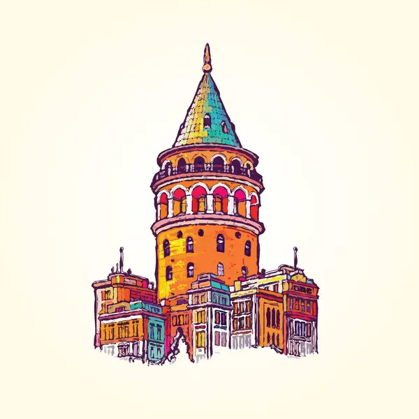 Galata Kulesi çizimi vektör boyama tekniğiyle yapıldı