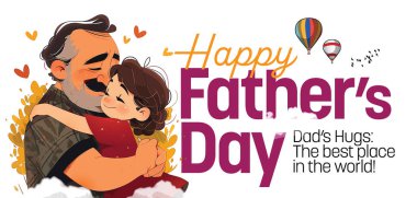 A vector illustration for Father's Day: A scene of a loving embrace between a little cute girl and her father. clipart