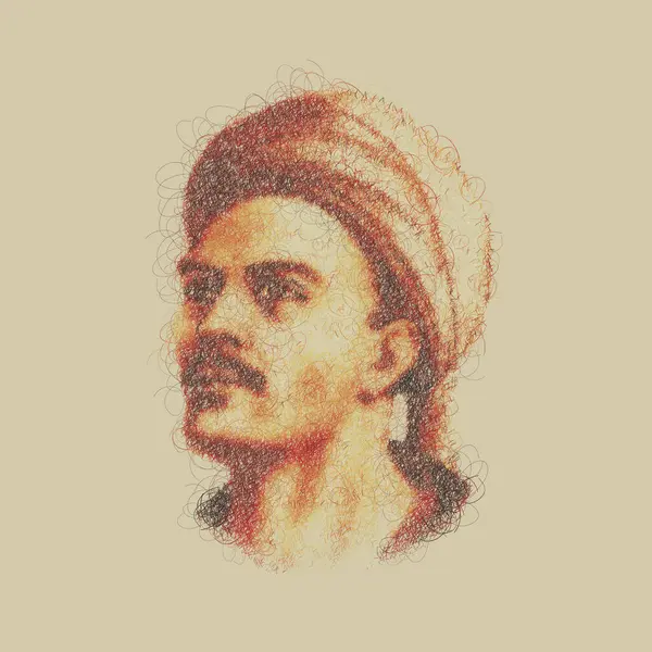 Türk halk şairi Yunus Emre (Derviş Yunus) ve Sufi (1238-1328) 'in çizim sanatı illüstrasyon portresi) 