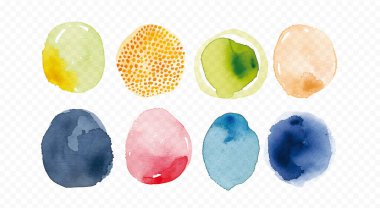 Organik Şekiller ve Çeşitli Şekillerde El Yapımı Suluboya Lekeleri - Vektör ve Şeffaf