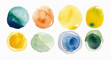 Organik Şekiller ve Çeşitli Şekillerde El Yapımı Suluboya Lekeleri - Vektör ve Şeffaf