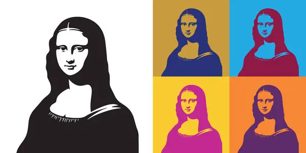 Mona Lisa - Çoklu Renk Değişikliklerinde Pop Sanat Stili Vektör İllüstrasyonu