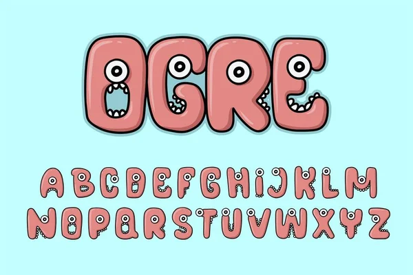 Alfabeto Dibujado Mano Monstruo Dibujos Animados Vector Carta — Vector de stock