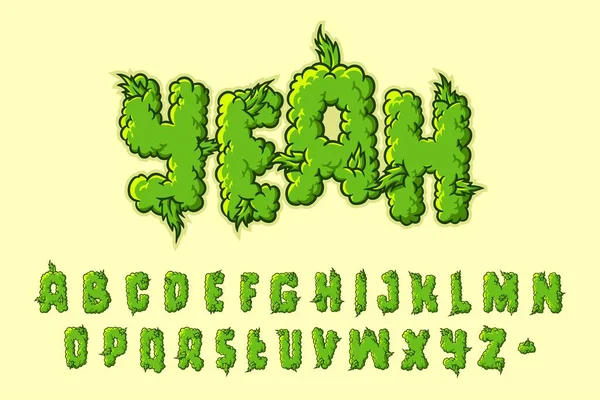 Alphabet Weed Cannabis Cartoon Vektor — Stockvektor