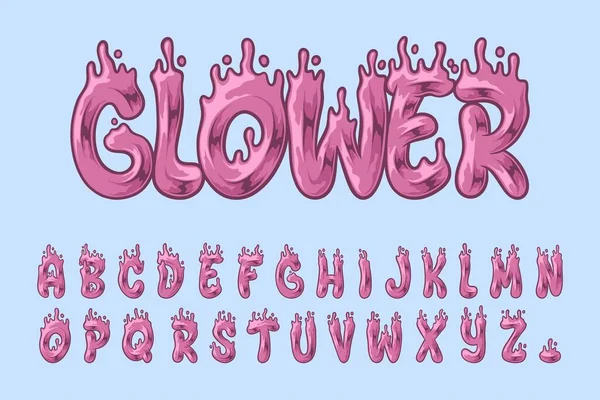 Alphabet Pink Glow Graffiti Cartoon Vektor — Stockvektor