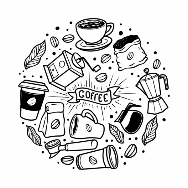 Kahve Doodle Element El Çekim Vektörü