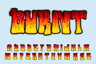 Alfabe Yangını Graffiti Çizgi Film Vektörü