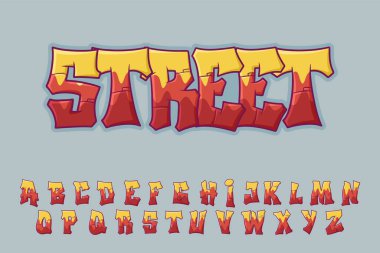 Alphabet Street Red Graffity Font Type Cartoon Vector