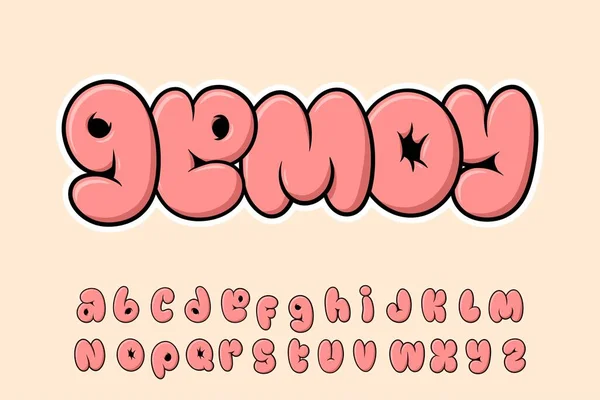 Alphabet Graffiti Fat Pink Font Typeset Cartoon Vector Stock Vektor
