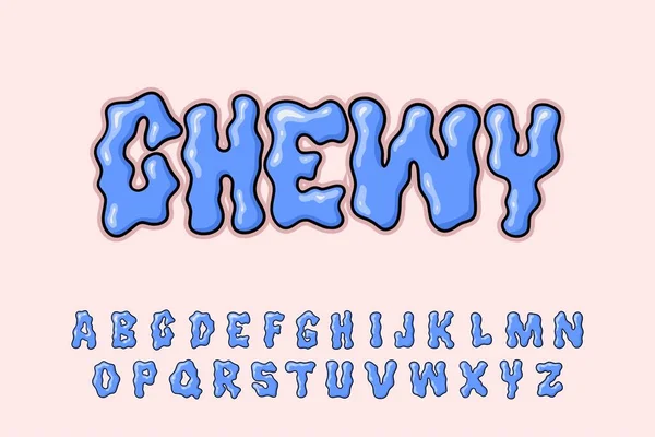 Alphabet Chewy Betűtípus Typeset Cartoon Vector Stock Illusztrációk