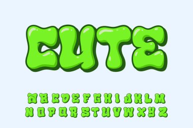 Alfabe Kalın Garffiti Yeşil Geniş Yazım Hatası Harfleri Vektörü