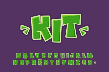 Alfabe Graffiti Yeşil Kare Çizgi Film Harfleri Vektörü