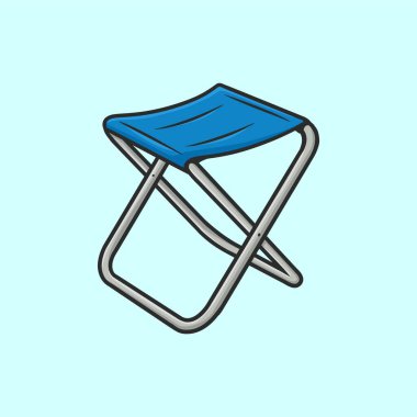 Katlanan Sandalye Açık Mini Çizgi Film Vektörü