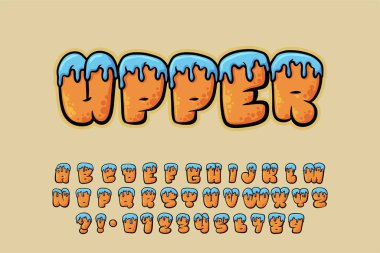  Alfabe Orange Top Melt Blue Graffiti vektör harfleri