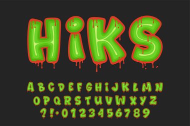 Alfabe Yeşil Damlayan Kırmızı Graffiti Vektör Harfleri