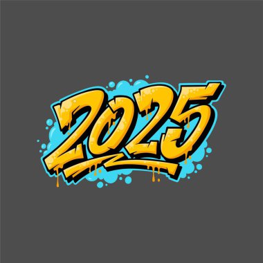 Grafiti tarzında mutlu yıllar 2025.