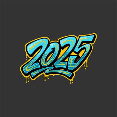 Grafiti tarzında mutlu yıllar 2025.