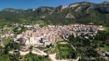 İspanya 'nın Katalunya kentindeki Rivera d' Ebre kasabasının hava manzarası